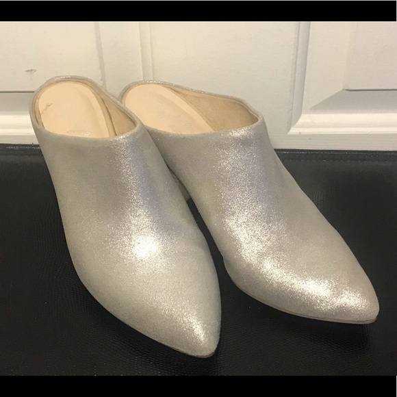 Seychelles Shoes - Seychelles “Got The Answer” Silver Mules NWOT